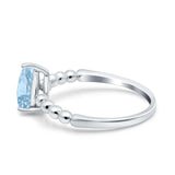 Teardrop Art Deco Pear Wedding Engagement Ring Round Simulated Cubic Zirconia 925 Sterling Silver