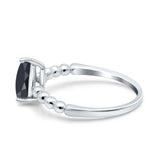 Teardrop Art Deco Pear Wedding Engagement Ring Round Simulated Cubic Zirconia 925 Sterling Silver