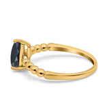 Teardrop Art Deco Pear Wedding Engagement Ring Round Simulated Cubic Zirconia 925 Sterling Silver