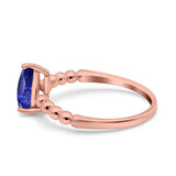 Teardrop Art Deco Pear Wedding Engagement Ring Round Simulated Cubic Zirconia 925 Sterling Silver