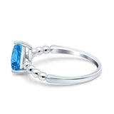 Teardrop Art Deco Pear Wedding Engagement Ring Round Simulated Cubic Zirconia 925 Sterling Silver