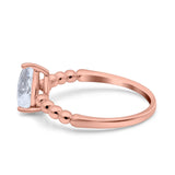 Teardrop Art Deco Pear Wedding Engagement Ring Round Simulated Cubic Zirconia 925 Sterling Silver