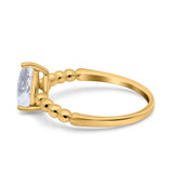 Teardrop Art Deco Pear Wedding Engagement Ring Round Simulated Cubic Zirconia 925 Sterling Silver