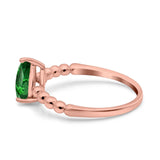 Teardrop Art Deco Pear Wedding Engagement Ring Round Simulated Cubic Zirconia 925 Sterling Silver