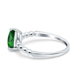 Teardrop Art Deco Pear Wedding Engagement Ring Round Simulated Cubic Zirconia 925 Sterling Silver