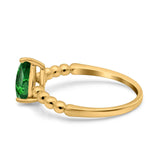 Teardrop Art Deco Pear Wedding Engagement Ring Round Simulated Cubic Zirconia 925 Sterling Silver