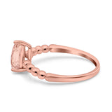 Teardrop Art Deco Pear Wedding Engagement Ring Round Simulated Cubic Zirconia 925 Sterling Silver