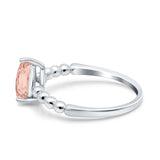 Teardrop Art Deco Pear Wedding Engagement Ring Round Simulated Cubic Zirconia 925 Sterling Silver