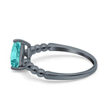 Teardrop Art Deco Pear Wedding Engagement Ring Round Simulated Cubic Zirconia 925 Sterling Silver