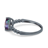 Teardrop Art Deco Pear Wedding Engagement Ring Round Simulated Cubic Zirconia 925 Sterling Silver