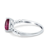 Teardrop Art Deco Pear Wedding Engagement Ring Round Simulated Cubic Zirconia 925 Sterling Silver