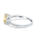 Teardrop Art Deco Pear Wedding Engagement Ring Round Simulated Cubic Zirconia 925 Sterling Silver