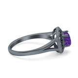 Celtic Halo Art Deco Wedding Engagement Ring Round Simulated Cubic Zirconia 925 Sterling Silver