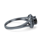 Celtic Halo Art Deco Wedding Engagement Ring Round Simulated Cubic Zirconia 925 Sterling Silver