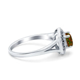 Celtic Halo Art Deco Wedding Engagement Ring Round Simulated Cubic Zirconia 925 Sterling Silver