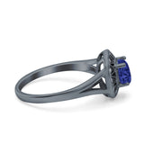 Celtic Halo Art Deco Wedding Engagement Ring Round Simulated Cubic Zirconia 925 Sterling Silver