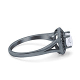 Celtic Halo Art Deco Wedding Engagement Ring Round Simulated Cubic Zirconia 925 Sterling Silver