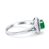 Celtic Halo Art Deco Wedding Engagement Ring Round Simulated Cubic Zirconia 925 Sterling Silver