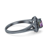 Celtic Halo Art Deco Wedding Engagement Ring Round Simulated Cubic Zirconia 925 Sterling Silver