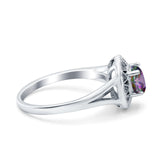 Celtic Halo Art Deco Wedding Engagement Ring Round Simulated Cubic Zirconia 925 Sterling Silver