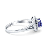 Celtic Halo Art Deco Wedding Engagement Ring Round Simulated Cubic Zirconia 925 Sterling Silver