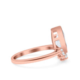 Art Deco Solitaire Accent Pear Wedding Engagement Bridal Ring Band Round Simulated Cubic Zirconia 925 Sterling Silver