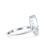 Art Deco Solitaire Accent Pear Wedding Engagement Bridal Ring Band Round Simulated Cubic Zirconia 925 Sterling Silver