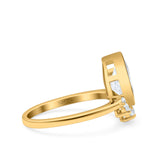 Art Deco Solitaire Accent Pear Wedding Engagement Bridal Ring Band Round Simulated Cubic Zirconia 925 Sterling Silver