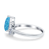 Teardrop Art Deco Pear Wedding Engagement Ring Round Simulated Cubic Zirconia 925 Sterling Silver