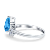 Teardrop Art Deco Pear Wedding Engagement Ring Round Simulated Cubic Zirconia 925 Sterling Silver