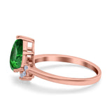 Teardrop Art Deco Pear Wedding Engagement Ring Round Simulated Cubic Zirconia 925 Sterling Silver