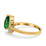 Teardrop Art Deco Pear Wedding Engagement Ring Round Simulated Cubic Zirconia 925 Sterling Silver