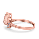 Teardrop Art Deco Pear Wedding Engagement Ring Round Simulated Cubic Zirconia 925 Sterling Silver