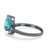 Teardrop Art Deco Pear Wedding Engagement Ring Round Simulated Cubic Zirconia 925 Sterling Silver