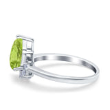 Teardrop Art Deco Pear Wedding Engagement Ring Round Simulated Cubic Zirconia 925 Sterling Silver