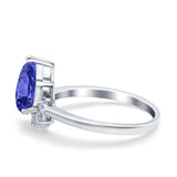 Teardrop Art Deco Pear Wedding Engagement Ring Round Simulated Cubic Zirconia 925 Sterling Silver