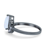 Teardrop Art Deco Pear Wedding Engagement Ring Round Simulated Cubic Zirconia 925 Sterling Silver