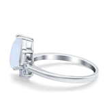 Teardrop Art Deco Pear Wedding Engagement Ring Round Simulated Cubic Zirconia 925 Sterling Silver