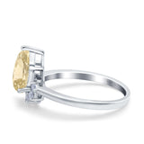 Teardrop Art Deco Pear Wedding Engagement Ring Round Simulated Cubic Zirconia 925 Sterling Silver