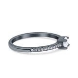 Simple Wedding Ring Band Round Simulated Cubic Zirconia 925 Sterling Silver