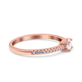 Simple Wedding Ring Band Round Simulated Cubic Zirconia 925 Sterling Silver