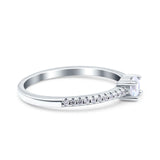 Simple Wedding Ring Band Round Simulated Cubic Zirconia 925 Sterling Silver