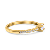 Simple Wedding Ring Band Round Simulated Cubic Zirconia 925 Sterling Silver