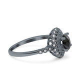 Halo Art Deco Wedding Engagement Bridal Ring Round Simulated Cubic Zirconia 925 Sterling Silver