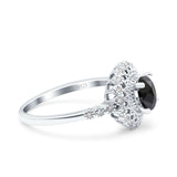 Halo Art Deco Wedding Engagement Bridal Ring Round Simulated Cubic Zirconia 925 Sterling Silver