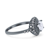 Halo Art Deco Wedding Engagement Bridal Ring Round Simulated Cubic Zirconia 925 Sterling Silver