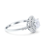 Halo Art Deco Wedding Engagement Bridal Ring Round Simulated Cubic Zirconia 925 Sterling Silver