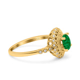 Halo Art Deco Wedding Engagement Bridal Ring Round Simulated Cubic Zirconia 925 Sterling Silver