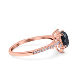 Starburst Teardrop Dainty Art Deco Pear Wedding Bridal Ring Round Simulated Cubic Zirconia 925 Sterling Silver