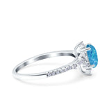 Starburst Teardrop Dainty Art Deco Pear Wedding Bridal Ring Round Simulated Cubic Zirconia 925 Sterling Silver